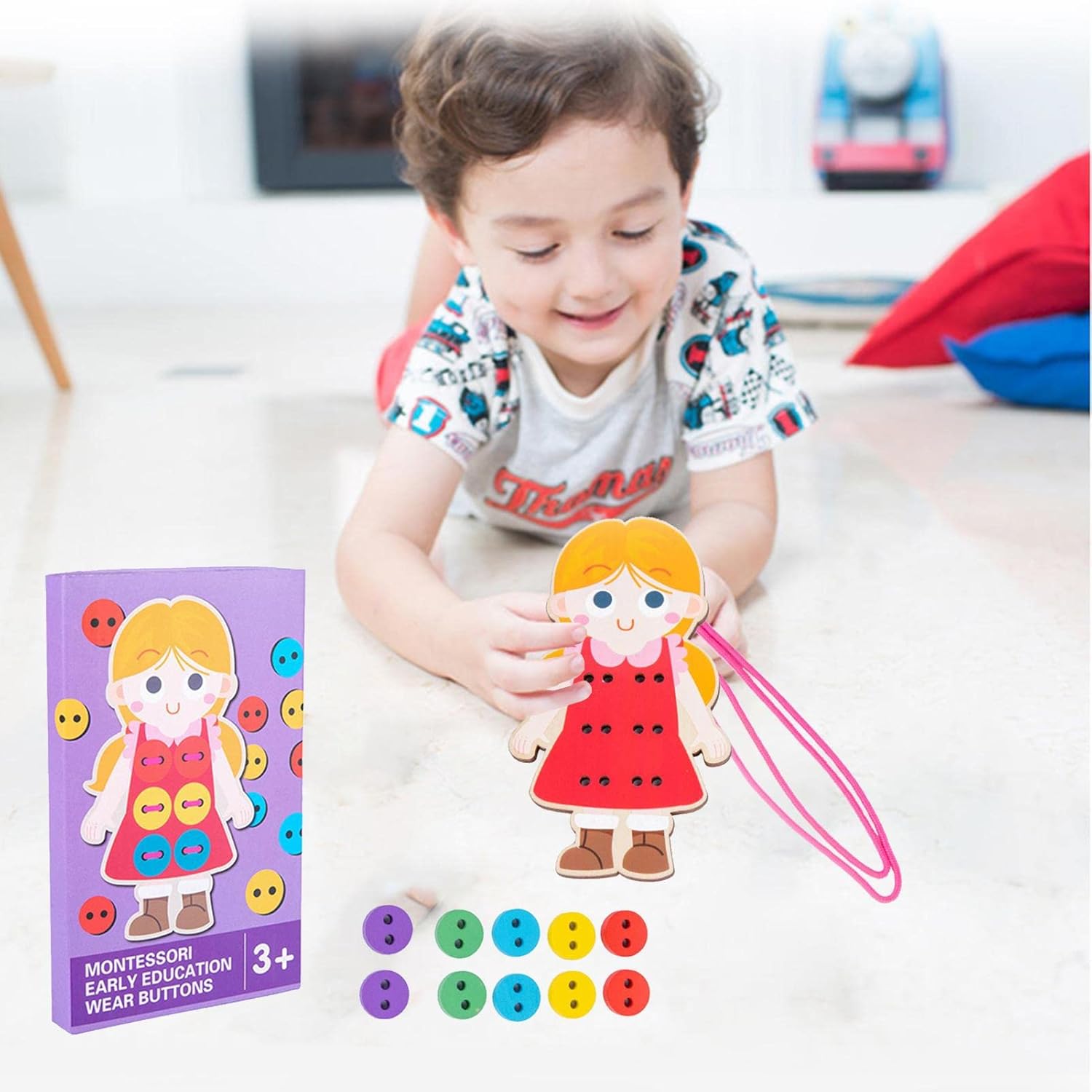 Kongou Bouton à Coudre Jouet | Cartes à Coudre pour Enfants pour Apprendre les Compétences de Base, Jeu de Motricité Fine Montessori pour le Développement