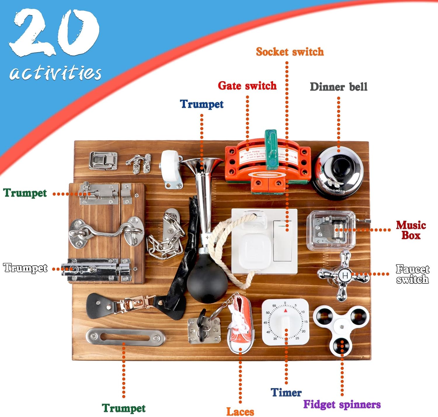 Fidtoy Tableau d'activités Montessori carbonisé 20-en-1 pour tout-petits