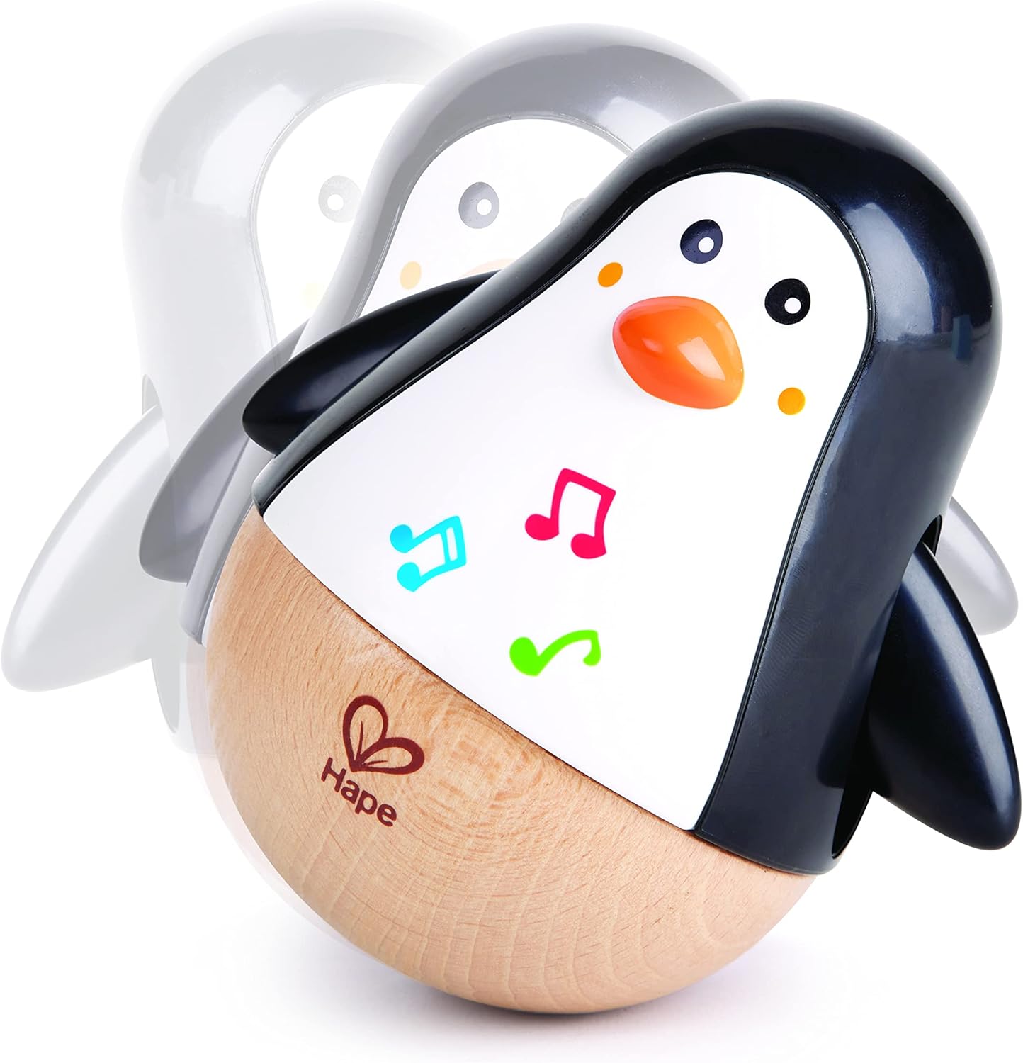 Juguete musical tambaleante de pingüino de madera Fidtoy para bebés de 6 meses en adelante