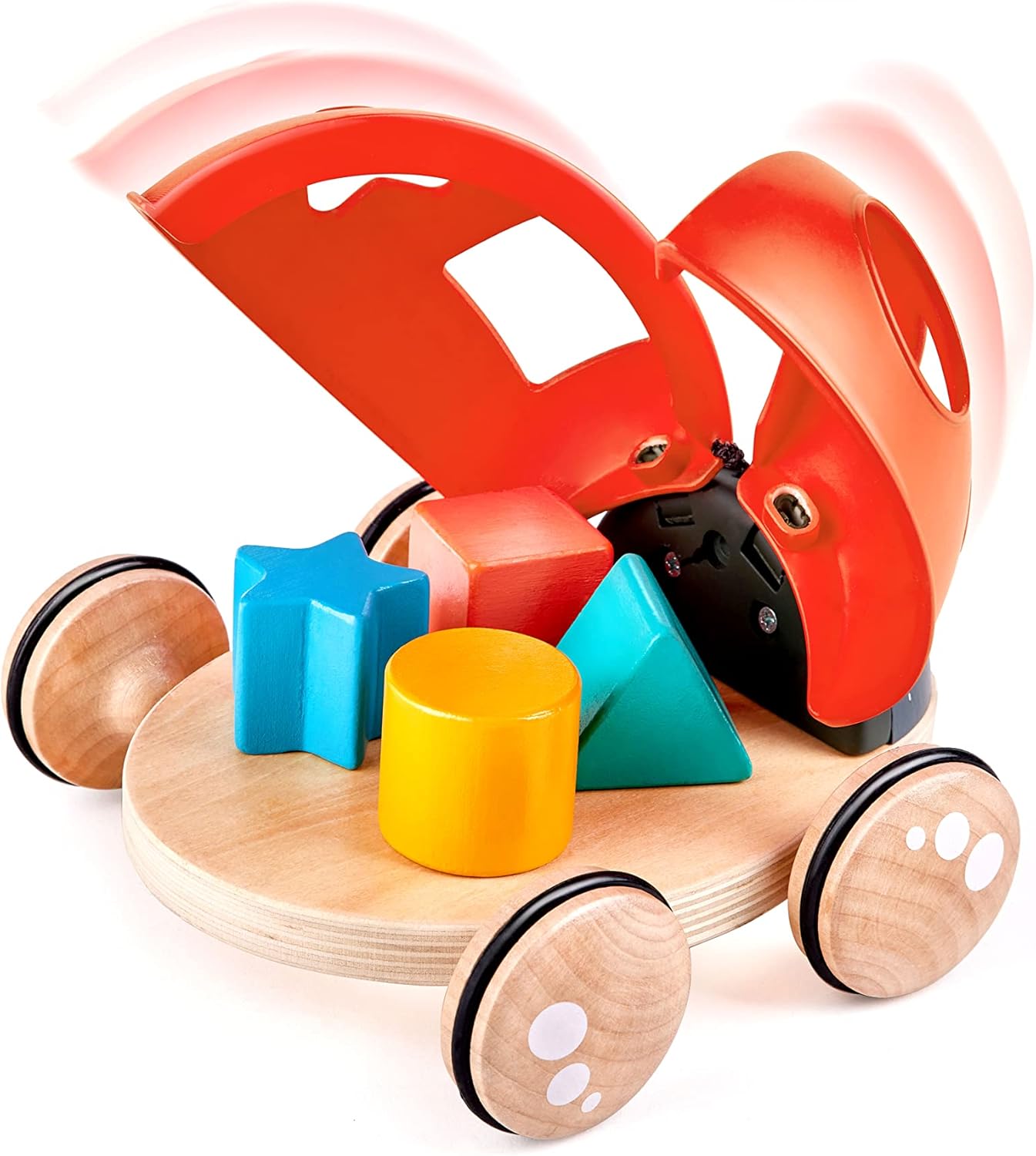 Juguete de arrastre de mariquita de madera Fidtoy con clasificador de formas para niños pequeños