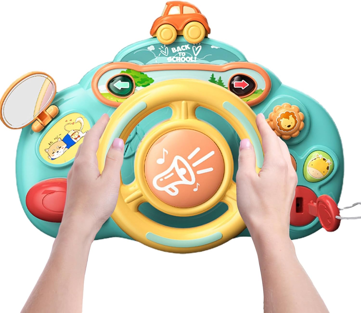 Fidtoy Little Driver Musical Steering Wheel Toy for Toddlers Car Seat Sensory Pretend Driving Play