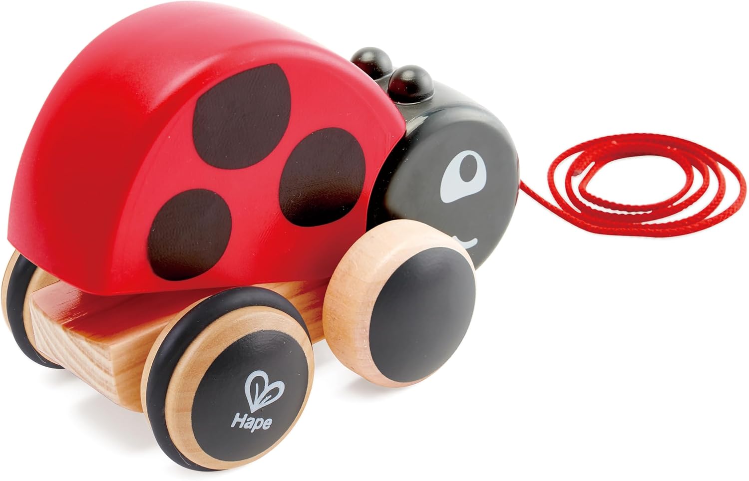 Fidtoy Mariquita Juguete para Arrastrar Juguete de Madera para Caminar para Niños Pequeños
