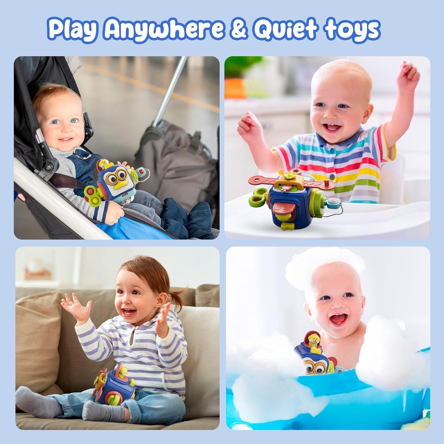 Cube d'activités de voyage Fidtoy Penguin pour bébés