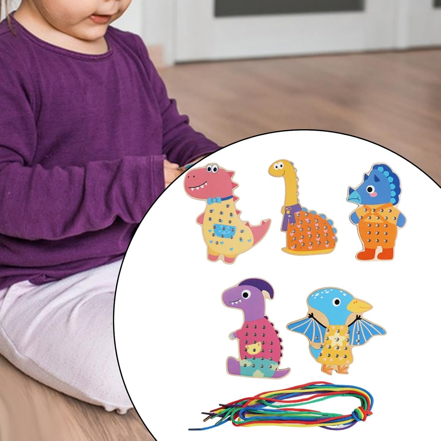 Cartes à lacer pour enfants d'âge préscolaire et jouets de motricité fine pour enfants, cartes à coudre en bois, style B