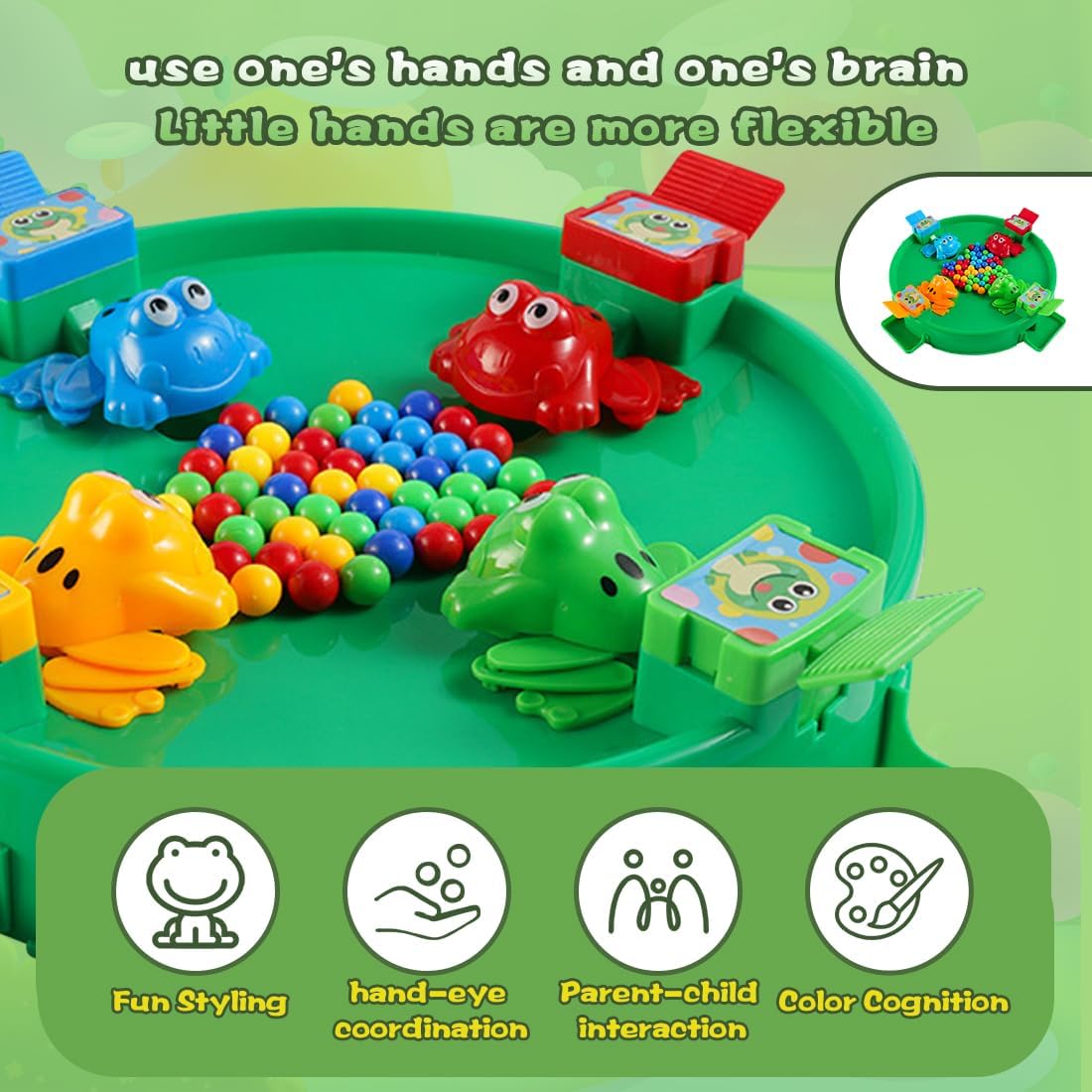 Fidtoy Hungry Frog Catch Beads Active Family Board Game for Kids Multiplayer Reflex Indoor Play