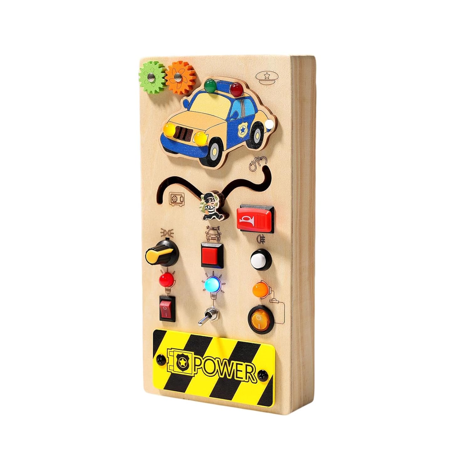 Fidtoy Montessori Busy Board with Light Switch Sensory Toy for Toddlers LED Switch Board Fine Motor Skills Learning Travel Quiet Toy Educational Gift