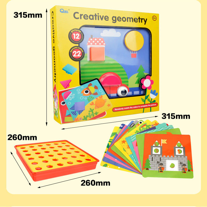 Fidtoy Jouet Bouton Géométrique avec 12 Cartes Illustrées