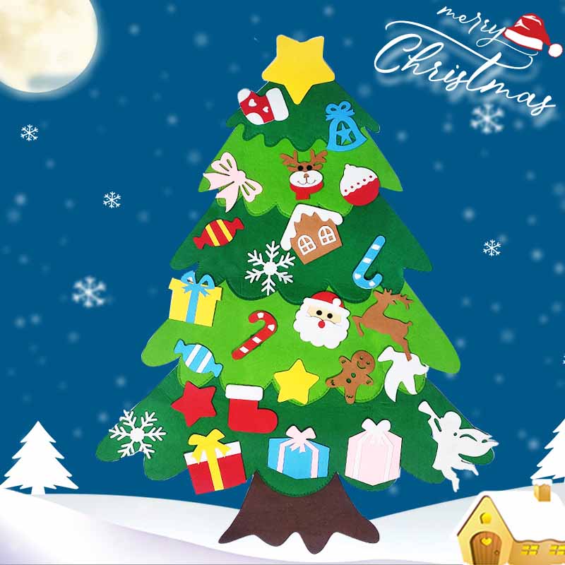 Fidtoy DIY Felt Christmas Tree Set with 30 Ornaments – Montessori Holiday Activity for Toddlers