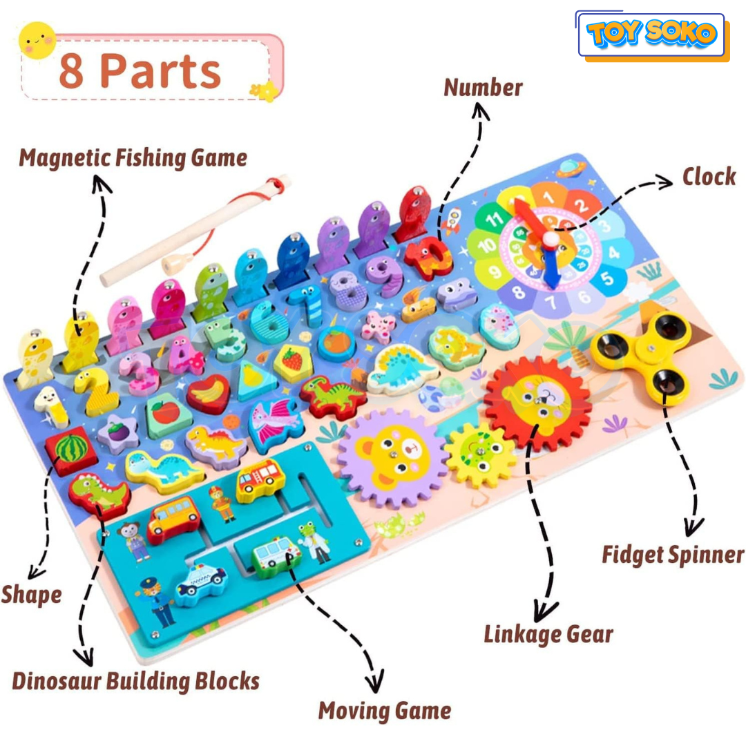 Fidtoy Planche de Puzzle en Bois 8 en 1 pour Enfants