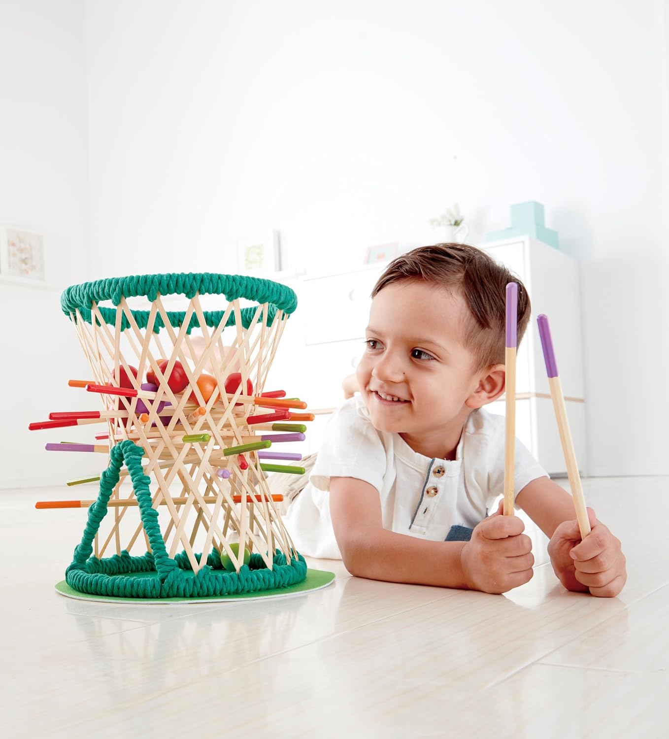 Juego de estrategia Fidtoy Bamboo Tumbling Ball para niños