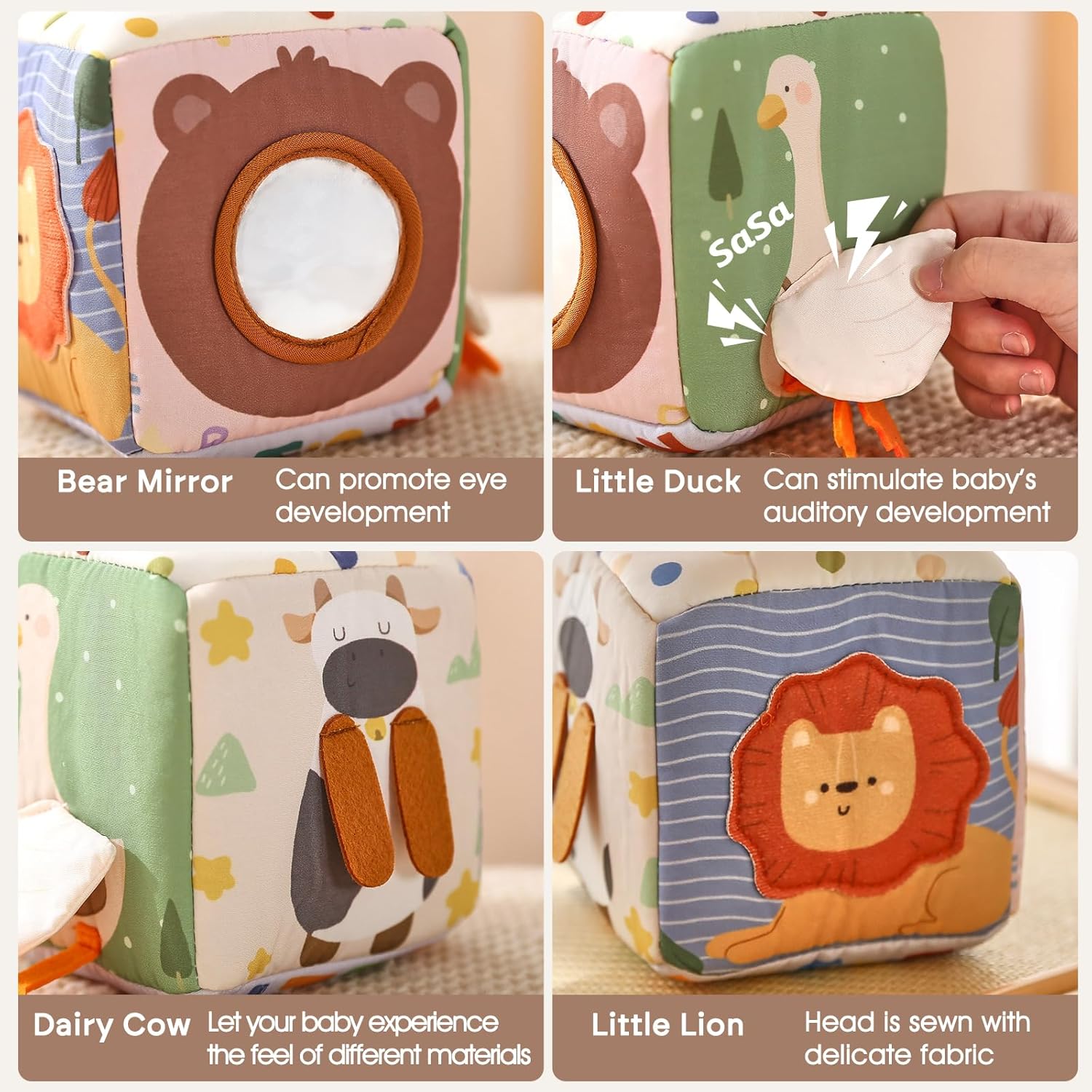 Fidtoy Jouet Montessori Boîte à Mouchoirs pour Bébés – Cube de Tirage Sensoriel