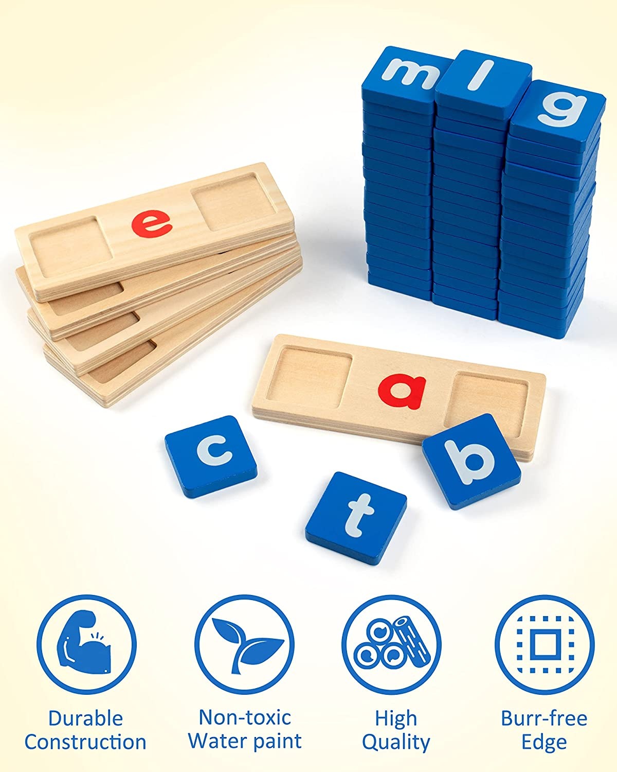 Cartes flash de mots visuels Blocs de lecture en bois pour la maternelle - 979