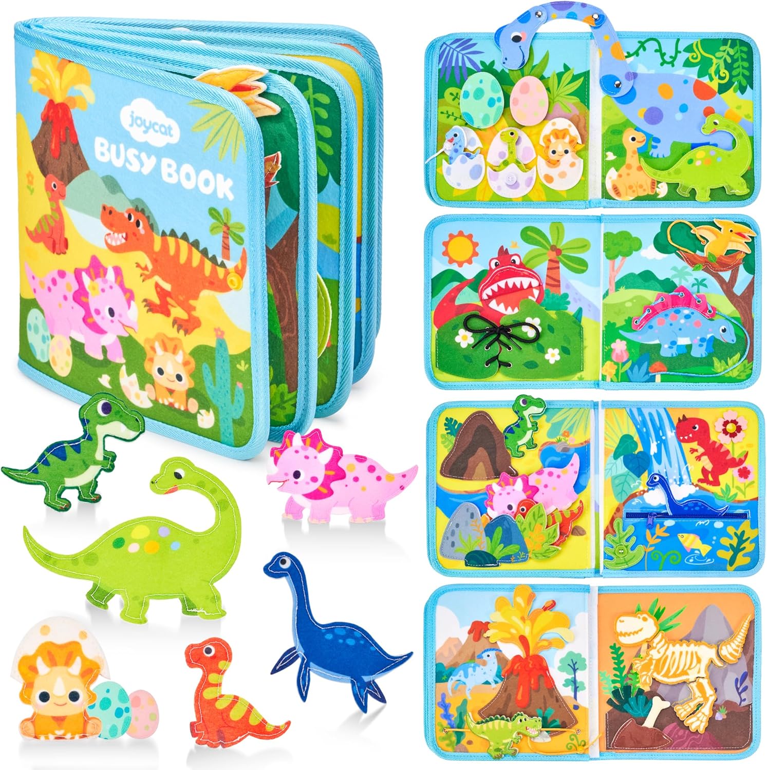 Fidtoy Dinosaur Friends Busy Book – Interactive Montessori Activity for Toddlers 2-5