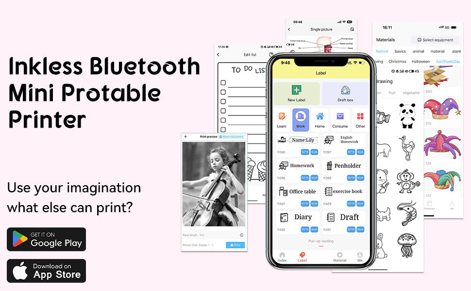 Mini Imprimante Thermique Portable de Poche Bluetooth avec Lumière LED - X3