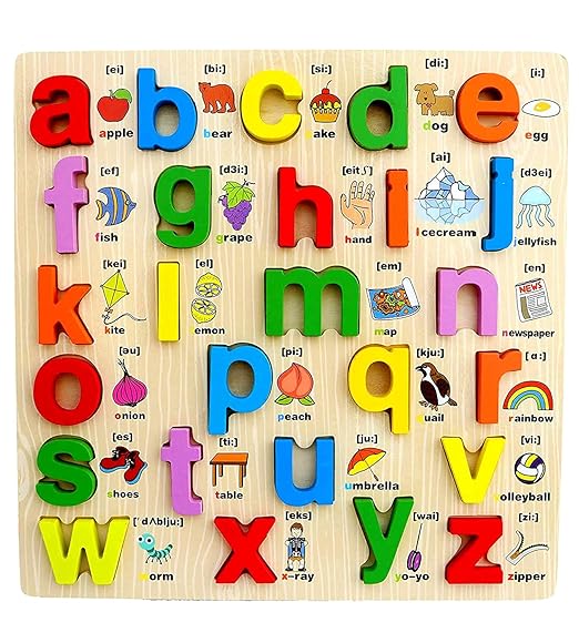 Tablero de clavijas del alfabeto (con letras mayúsculas ilustradas)
