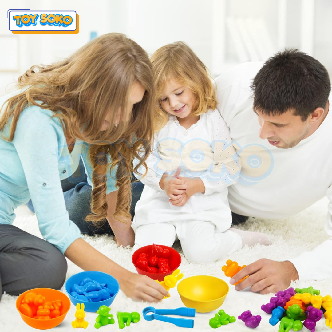 Fidtoy Jeu d'association d'animaux pour le tri des couleurs pour les tout-petits Apprentissage des couleurs, du comptage et de la motricité fine
