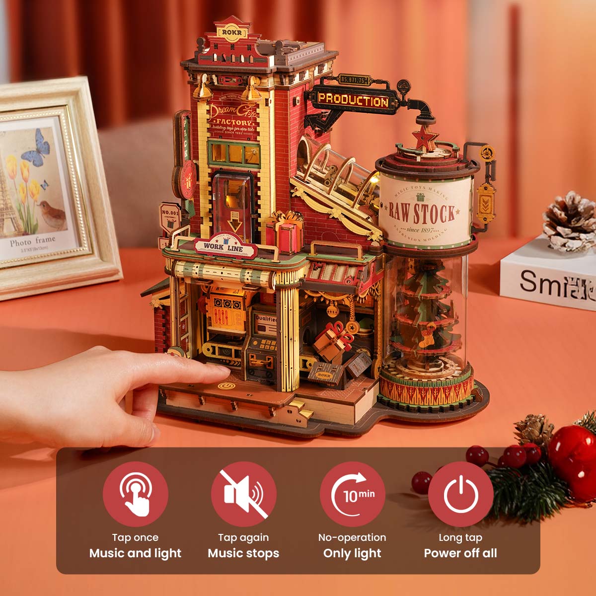 Boîte à Musique Puzzle en Bois 3D « L'Usine à Cadeaux de Noël »