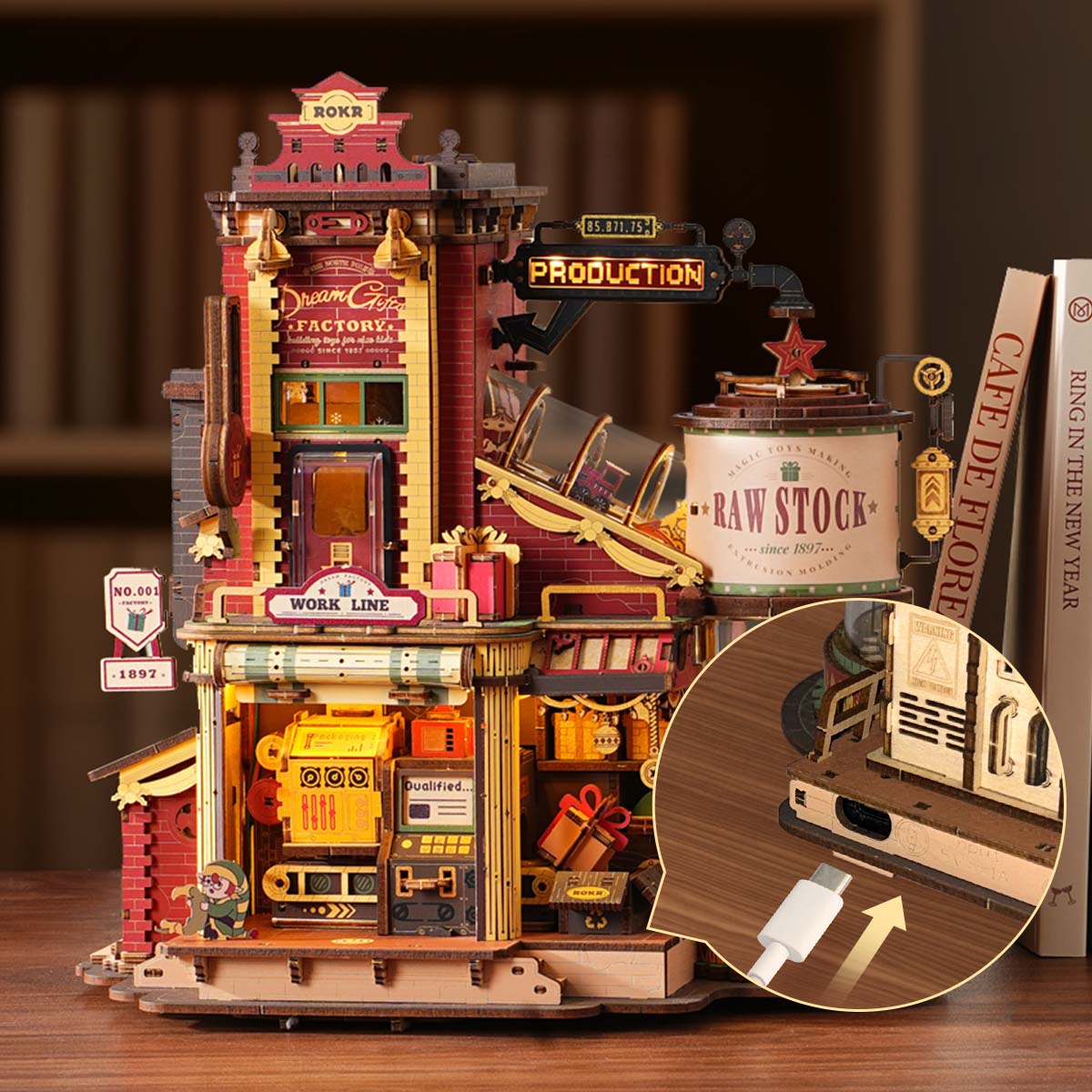 Boîte à Musique Puzzle en Bois 3D « L'Usine à Cadeaux de Noël »