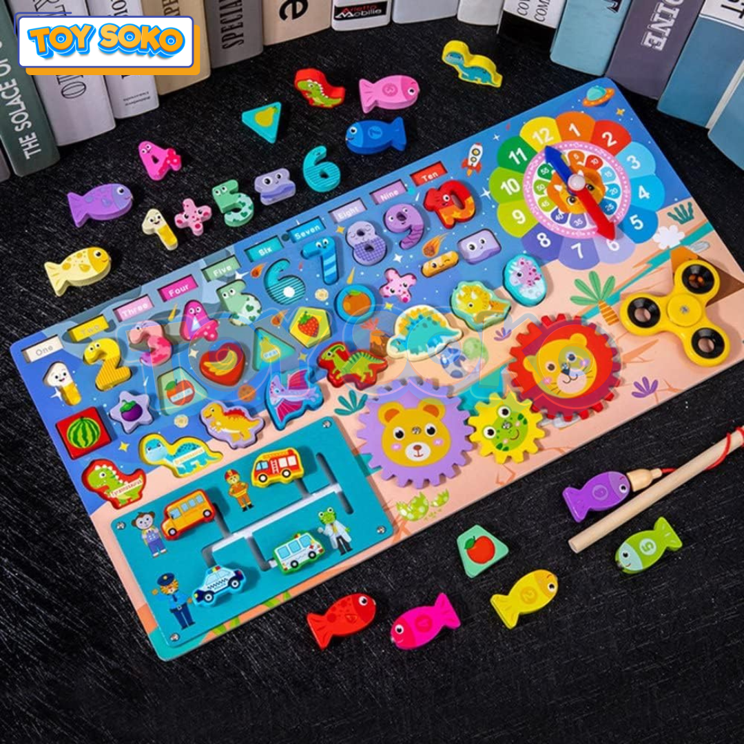 Fidtoy Planche de Puzzle en Bois 8 en 1 pour Enfants