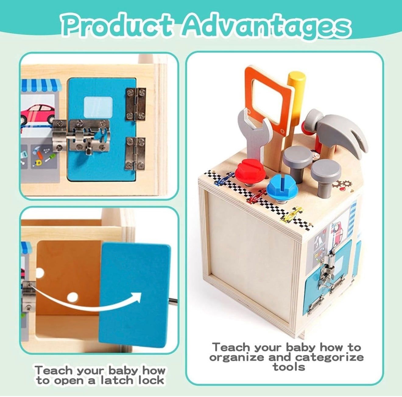 33-Piece Wooden Tool House – Montessori Construction & Fine Motor Skills Activity Set