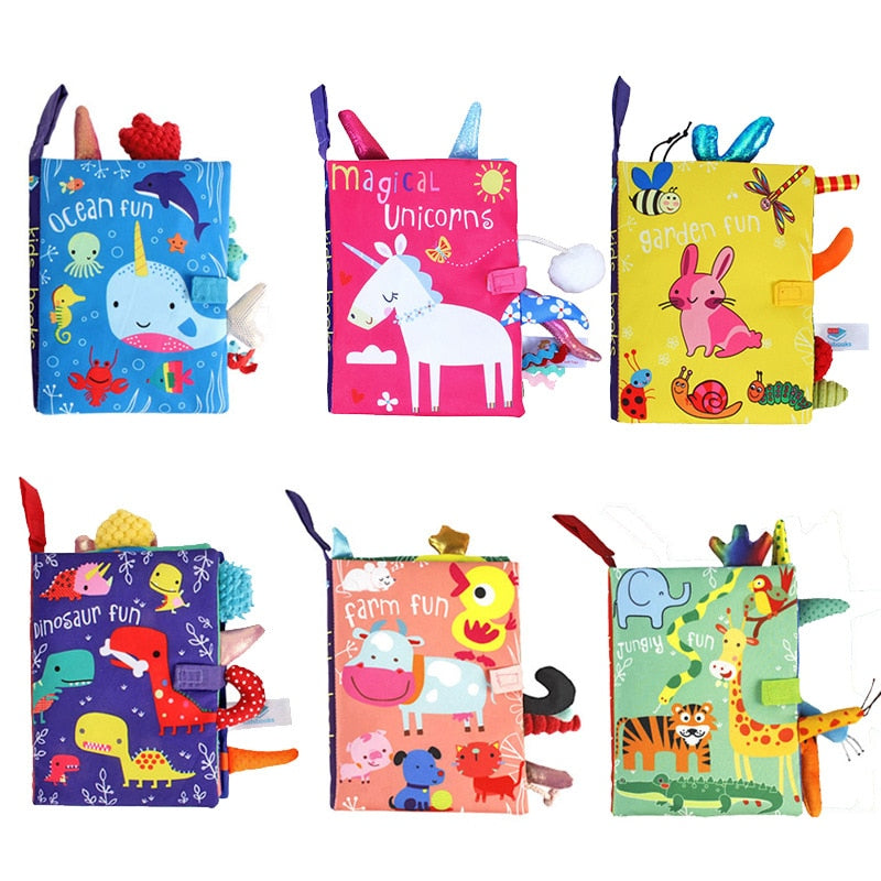 Fidtoy Ocean – Livre d'éveil sensoriel en tissu pour bébés – Livre Montesorri doux et froissable pour nouveau-nés et tout-petits