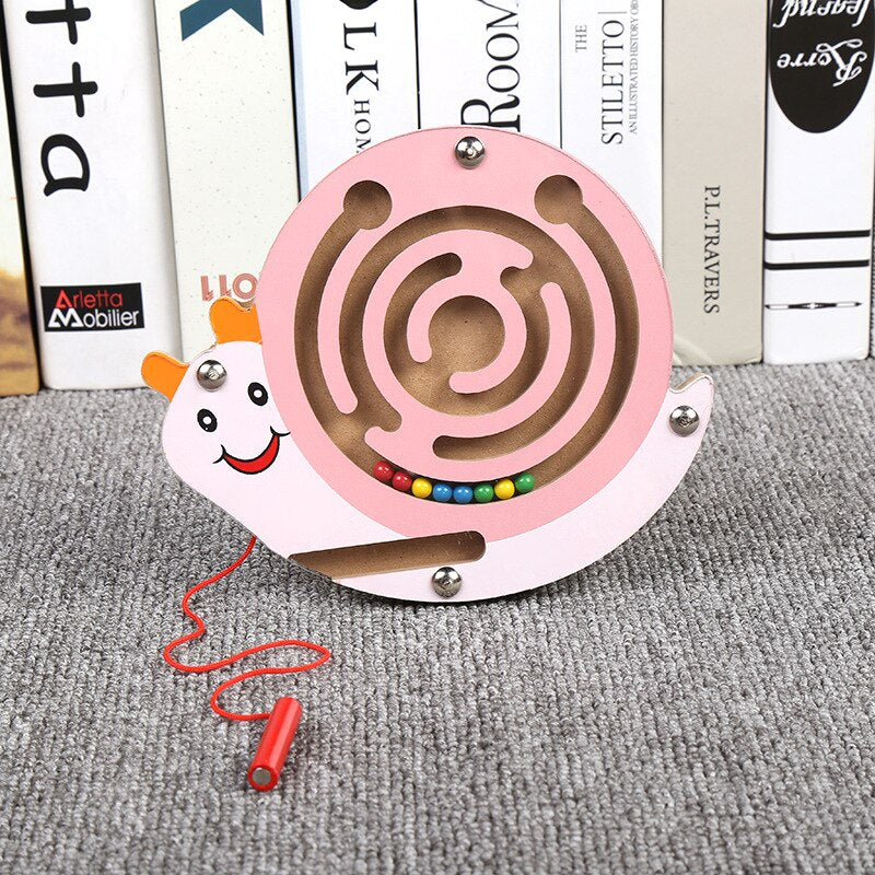Fidtoy Wooden Magnetic Maze Toy for Toddlers – Montessori STEM Educational Puzzle for Hand-Eye Coordination, Fine Motor Skills, and Early Learning (6-24 Months)