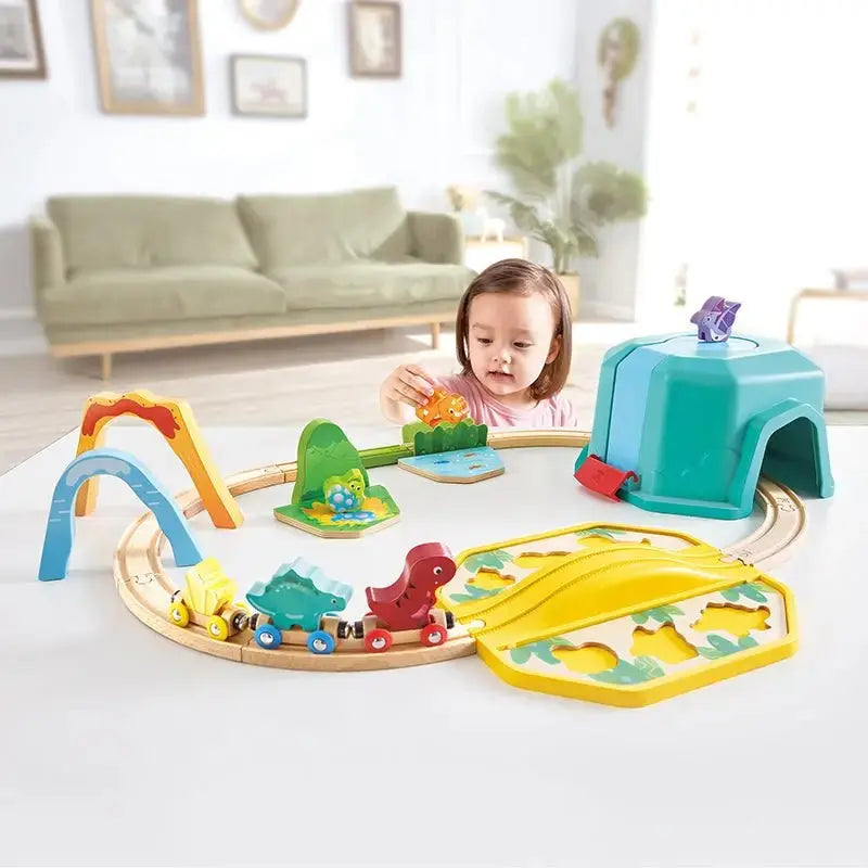 Fidtoy Dinosaur Train Set Wooden Railway Toy with Sound