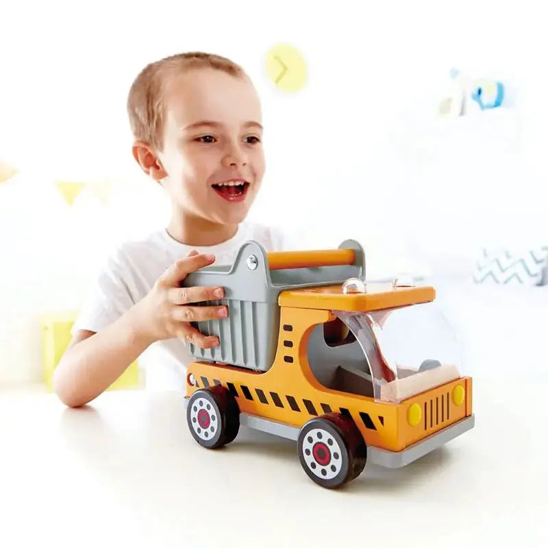 Fidtoy Camión Volquete de Madera, Juguete de Construcción para Niños