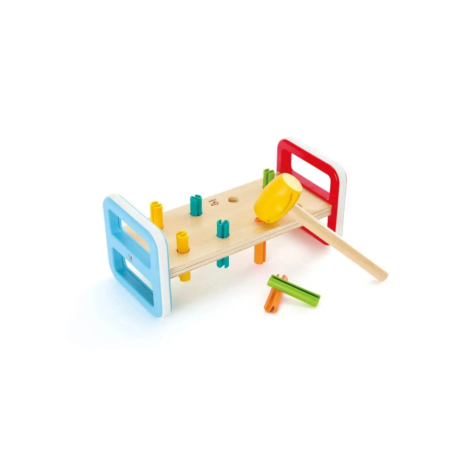 Fidtoy Banco de golpear de madera con arcoíris y martillo para niños pequeños
