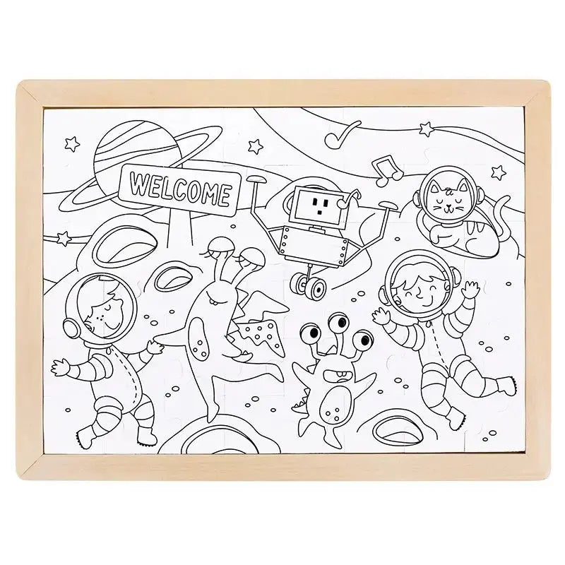 Fidtoy Space Adventure Puzzle y Juego de Colorear de 48 Piezas para Niños