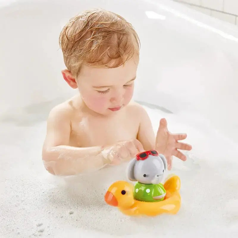 Juguete de baño Fidtoy Spin Splash Elephant con anillo que cambia de color