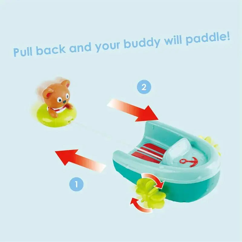 Fidtoy Oso de Peluche con Cuerda, Juguete de Baño para Niños Pequeños, Juego Acuático