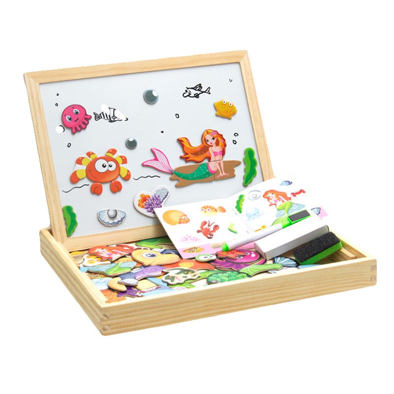Fidtoy Puzzle magnétique et tableau à dessin double face pour enfants – Jouet d'apprentissage Montessori pour la créativité et la motricité fine