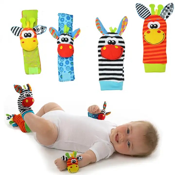 Fidtoy Hochet pour poignet et pied de bébé – Chaussettes et hochets de poignet sensoriels pour nouveau-né de 0 à 12 mois