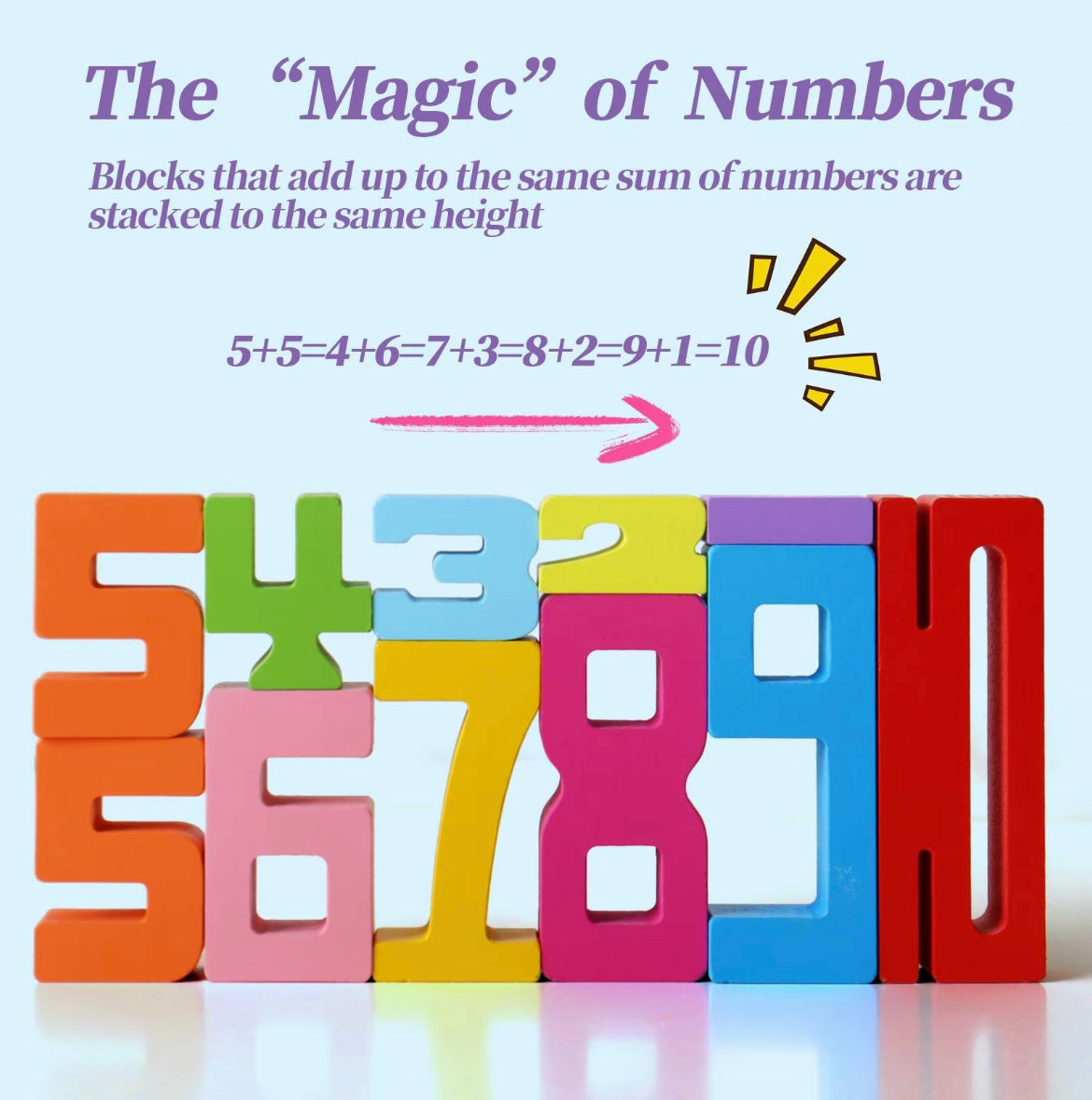 Wooden Number Stacking Game – Montessori Educational Toy for Kids