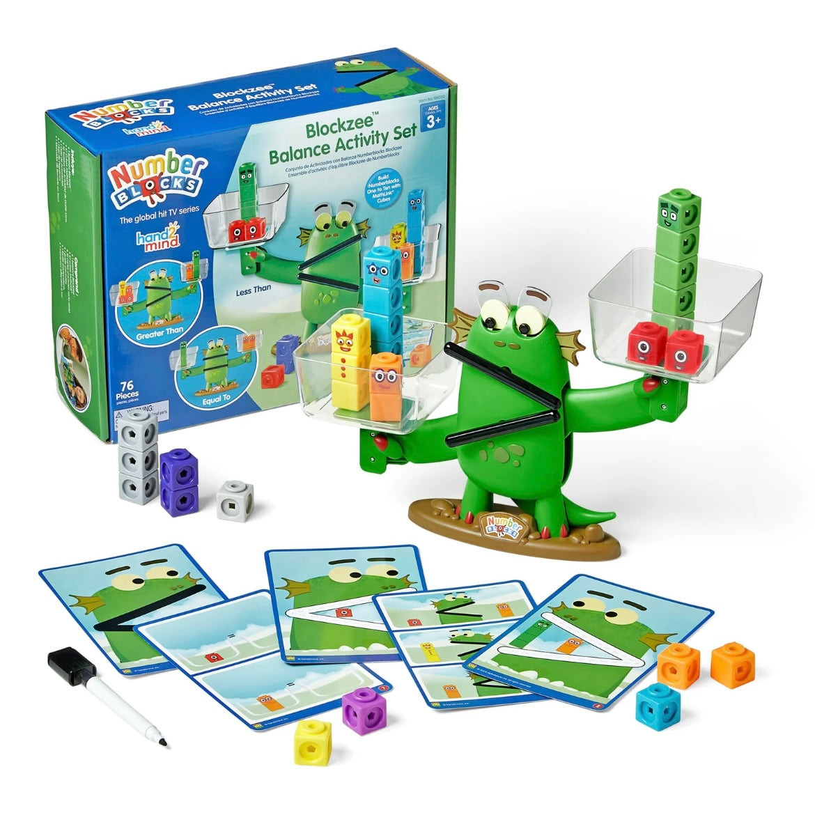 Numberblocks Blockzee Balance Activity Set, 61 MathLink Cubes, Balance Scale, Educational Math Manipulatives, Numbers for Toddlers, Preschool Learning Activities, Birthday Gifts for Kids