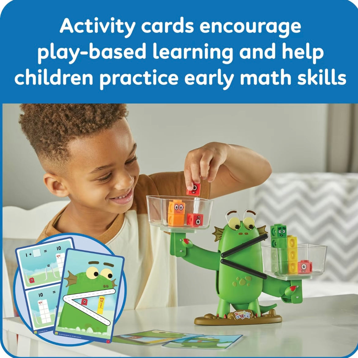 Numberblocks Blockzee Balance Activity Set, 61 MathLink Cubes, Balance Scale, Educational Math Manipulatives, Numbers for Toddlers, Preschool Learning Activities, Birthday Gifts for Kids