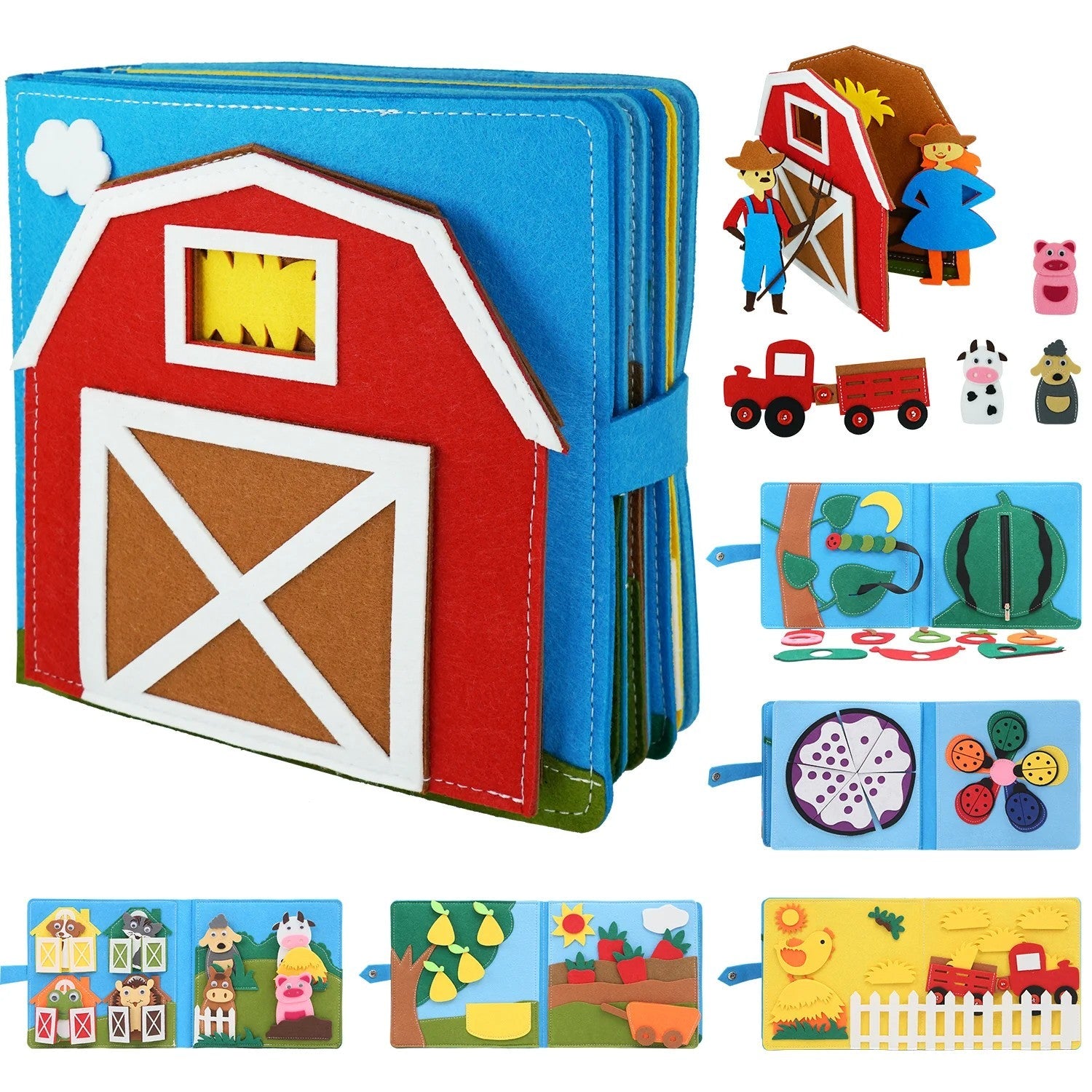 Fidtoy Montessori Felt Busy Book for Toddlers – Interactive Learning & Sensory Toy, Ages 1-4