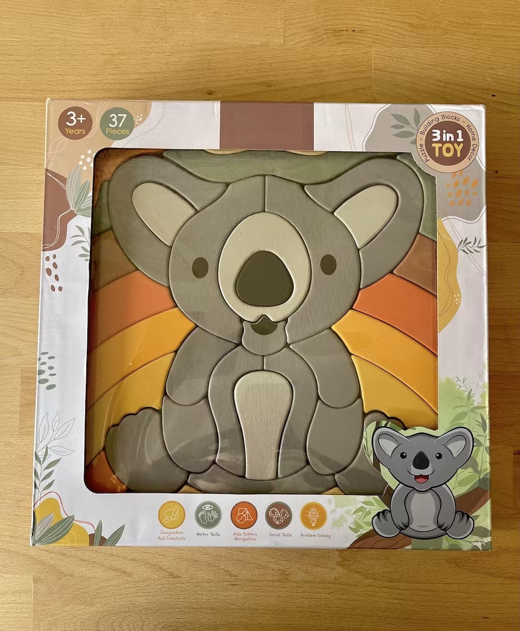 Kirra le koala : Puzzle abstrait de blocs de construction / Décoration d'intérieur
