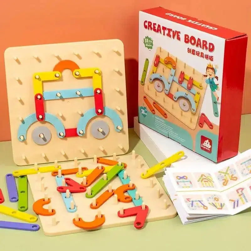 Fidtoy Montessori Creative Wooden Block Building Set for Kids – Rainbow Stacking & Pattern Play