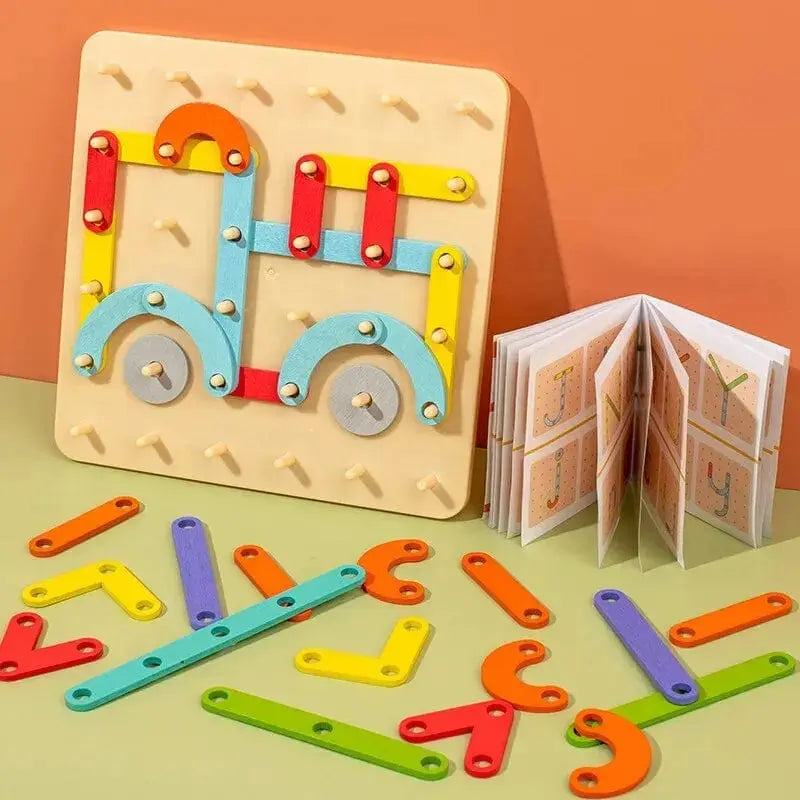 Fidtoy Montessori Creative Wooden Block Building Set for Kids – Rainbow Stacking & Pattern Play