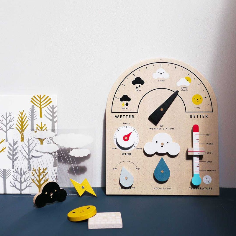 Fidtoy Station Météo en Bois pour Enfants – Apprentissage Climatique Montessori & Interaction Parent-Enfant