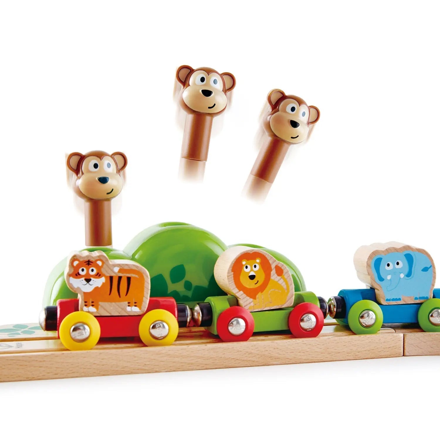 Juego de tren de madera Fidtoy Jungle con pista de música para niños pequeños