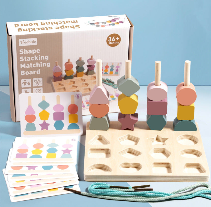 Montessori 4 Column Sequence Beads Shape Sorter Set