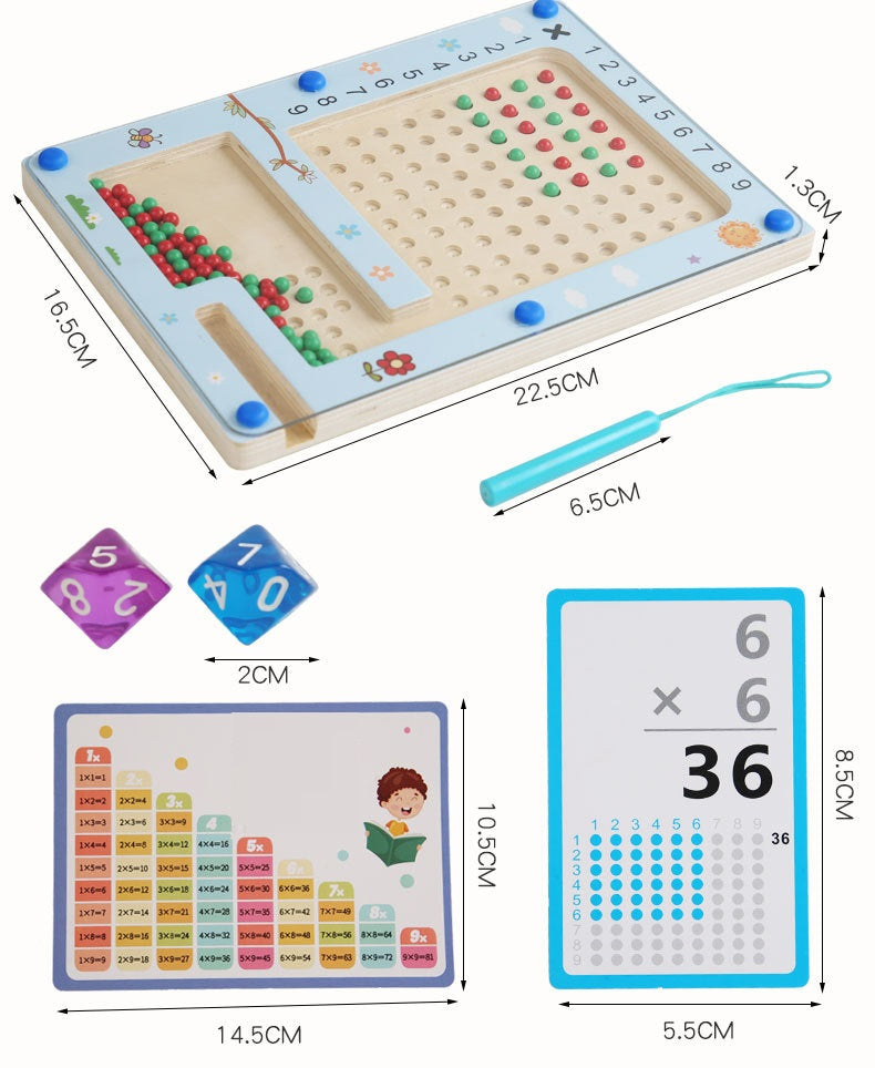 Tableau de perles magnétiques Montessori pour la multiplication
