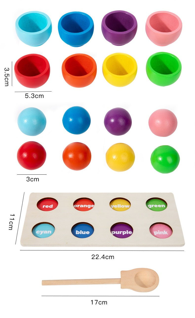 Planche de tri des couleurs Montessori avec balle et tasses