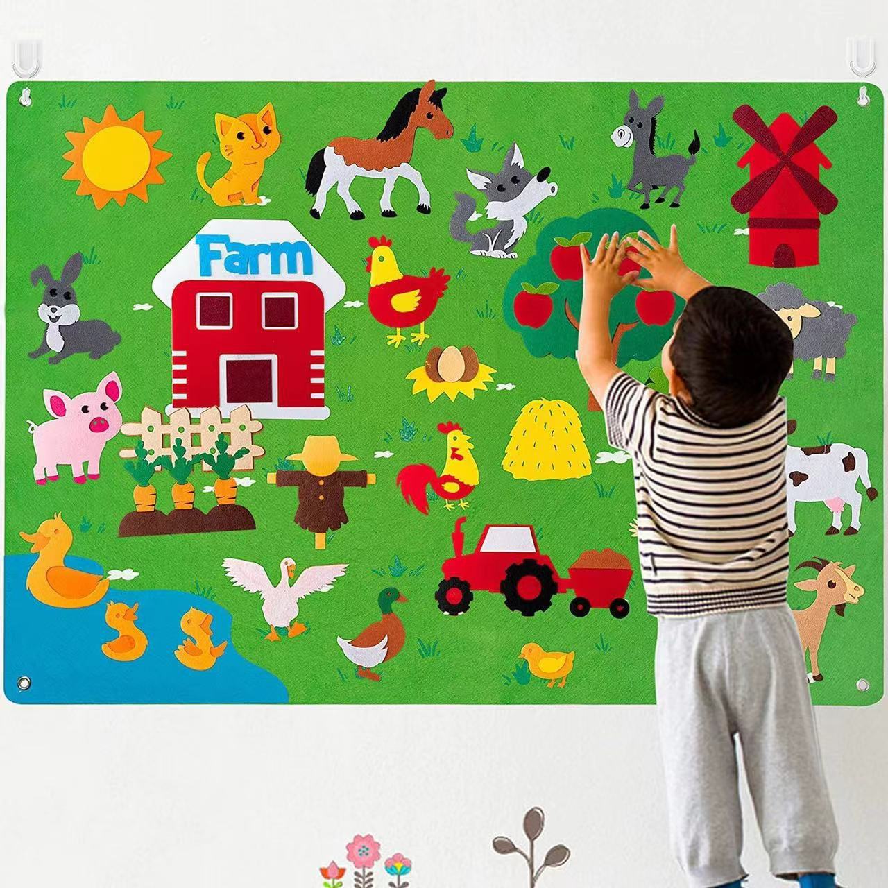 Fidtoy Tableau Mural en Feutre Éducatif pour Enfants 3+ Zoo & Univers