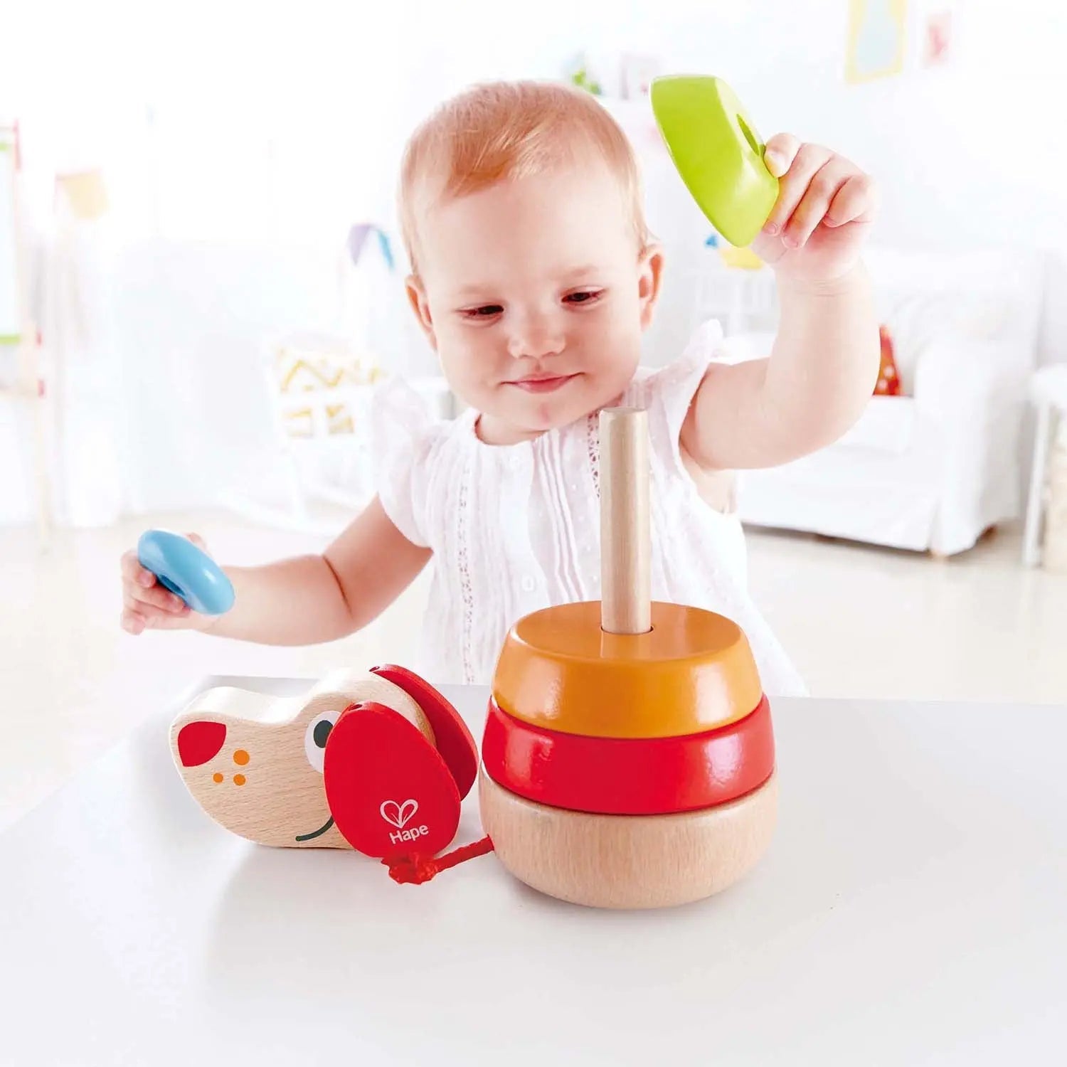 Jouet d'empilement en bois Fidtoy chiot avec son pour les tout-petits