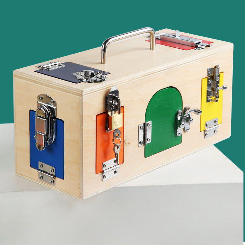 Montessori Latch and Lock Box Stainless Latches Kids Wooden Toy