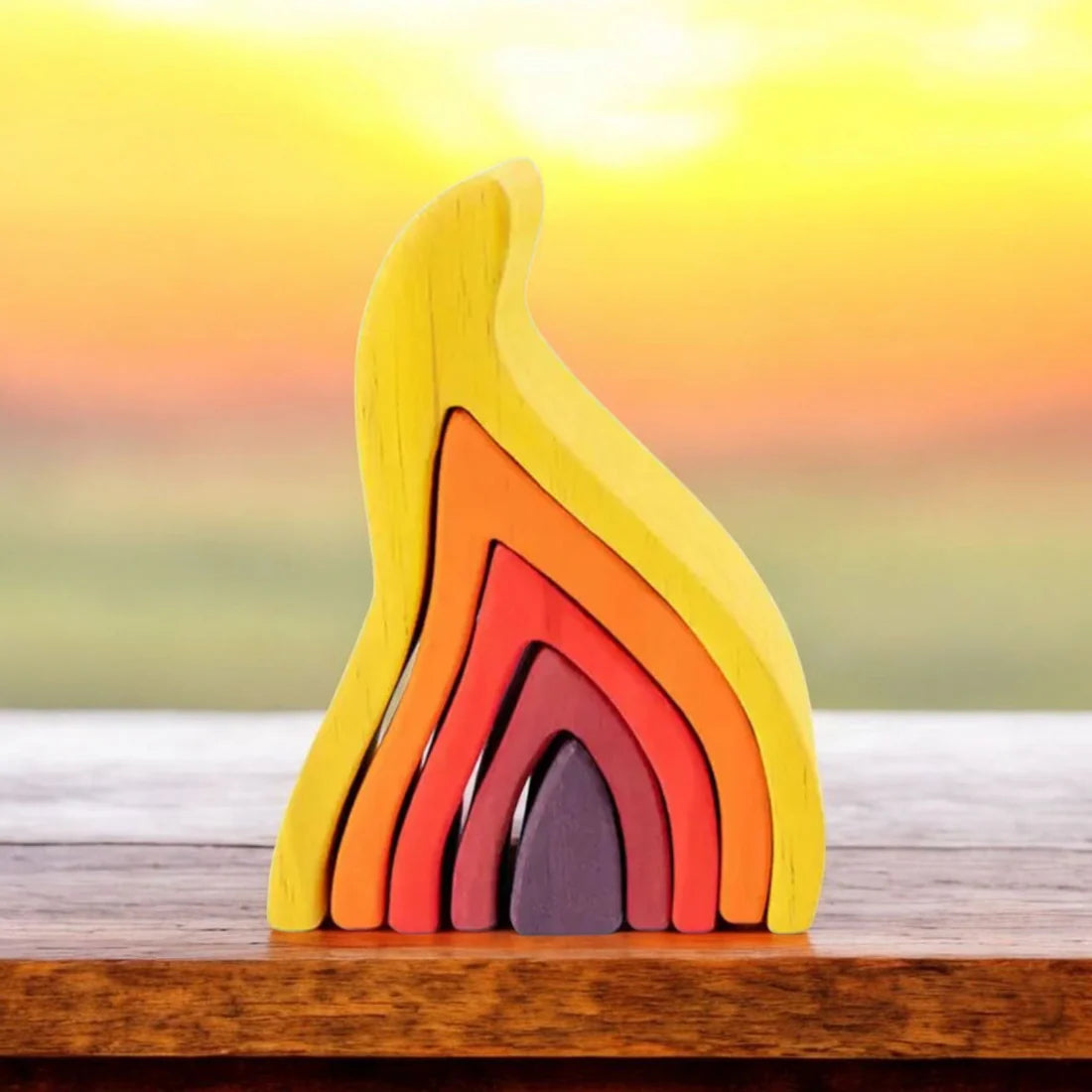 Fidtoy Fire Rainbow Toys Jouet à empiler en bois